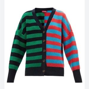 Staud Essex Cardigan Striped cotton blend sweater